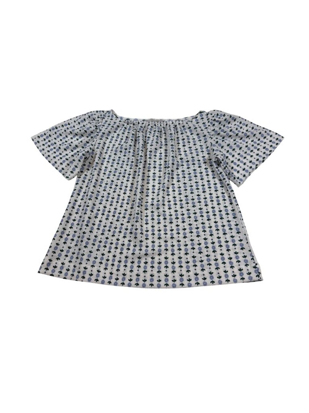 NWT Anna Taylor Loft XS White Pullover Floral Smocked Top Short Sleeves (CC1077)